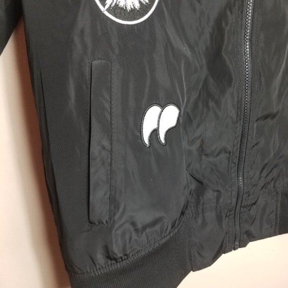 Black Flight Bomber Men's Jacket with Cool Patches XL - Picture 2 of 13